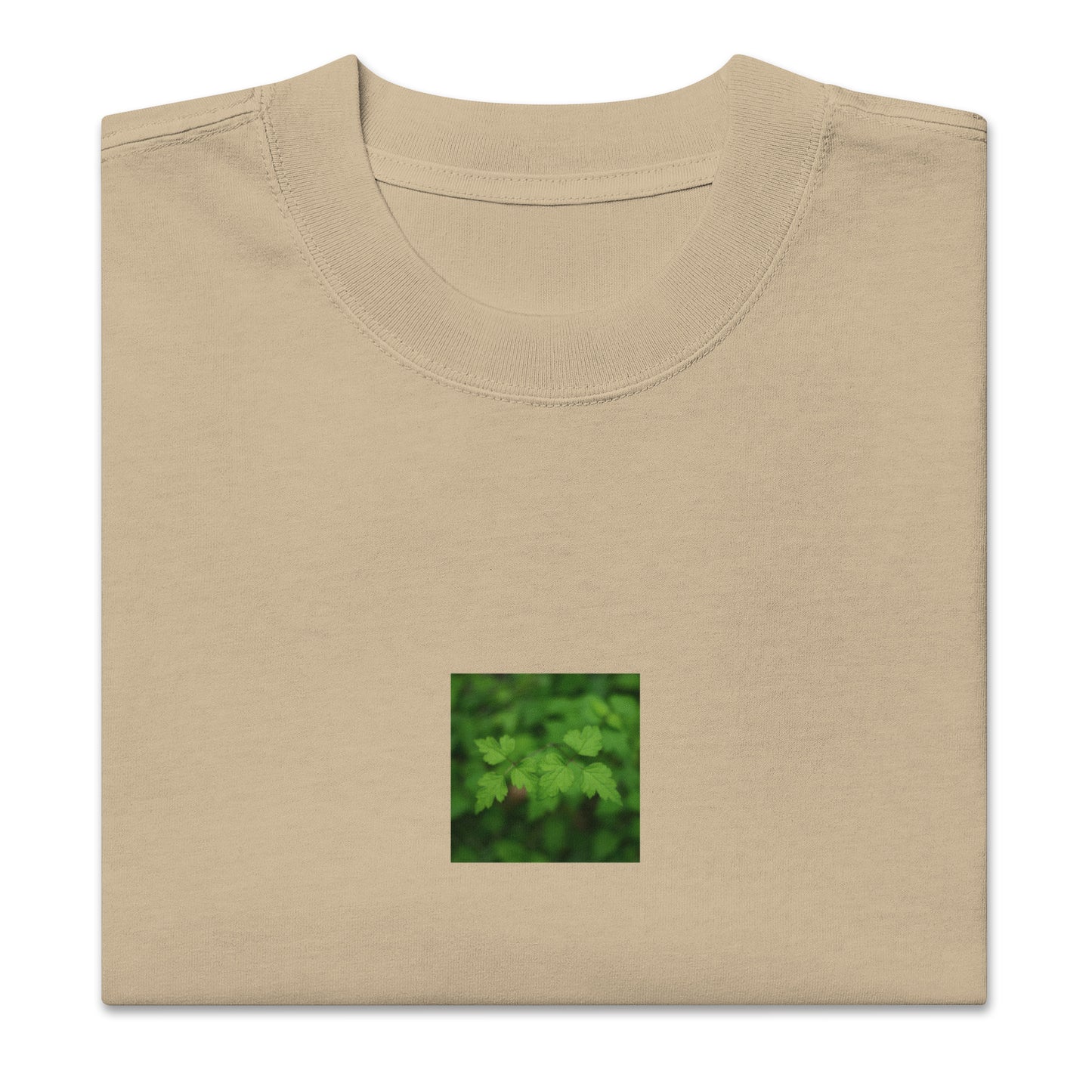 Faded khaki unisex oversized shirt with black and white plants graphic – seiartinc
