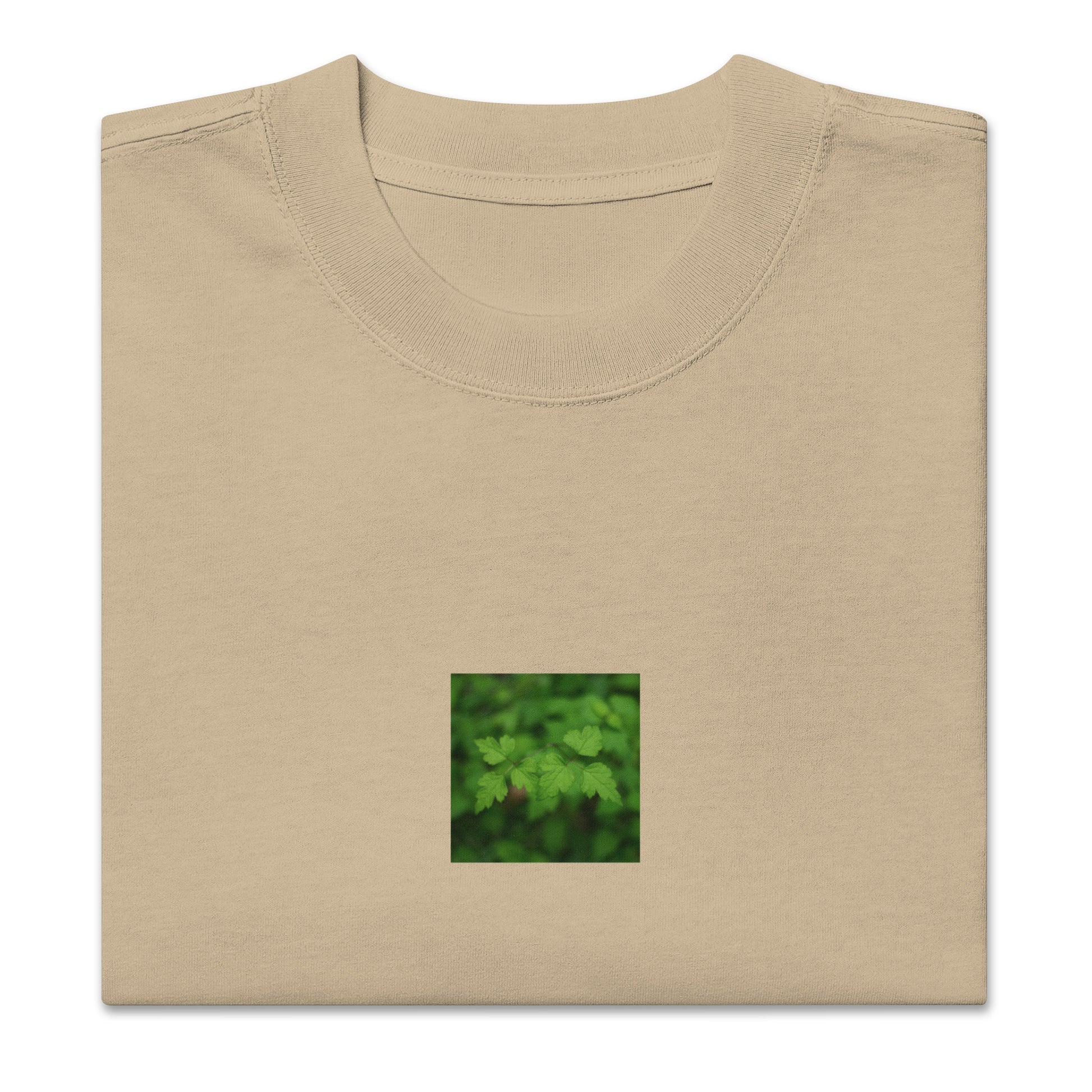 Faded khaki unisex oversized shirt with black and white plants graphic – seiartinc
