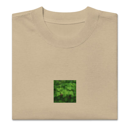 Faded khaki unisex oversized shirt with black and white plants graphic – seiartinc
