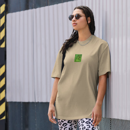 Matsukazesou Botanical Art – Oversized Faded T-Shirt, Faded Khaki, Front View