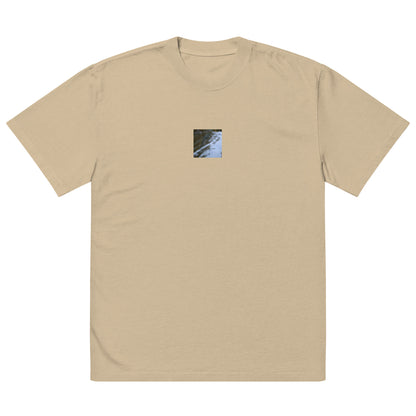River Surface Botanical Art – Oversized Faded T-Shirt, Faded Khaki, Front View