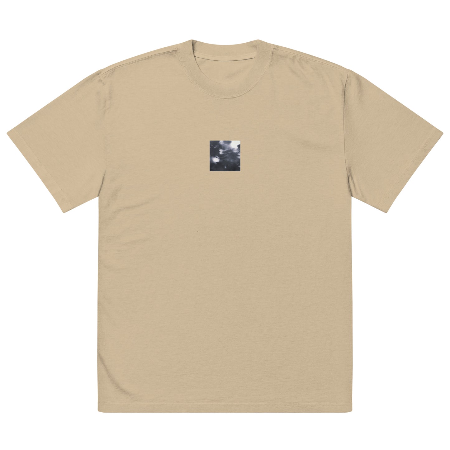 Maple Abstraction Botanical B&W Art – Oversized Faded T-Shirt, Faded Khaki, Front View