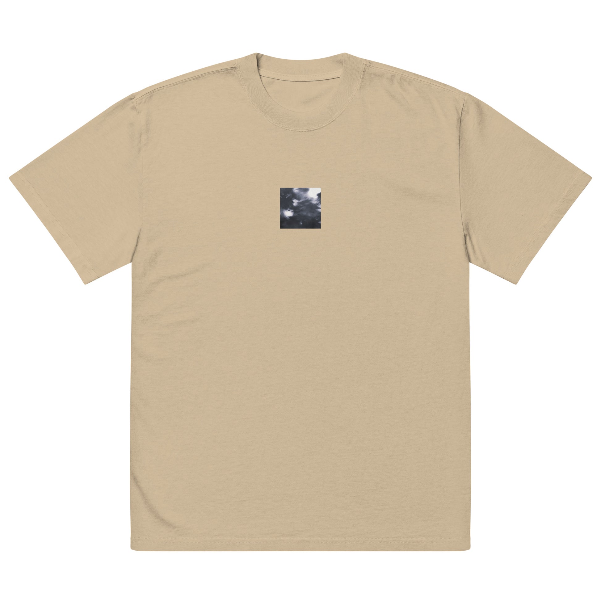 Maple Abstraction Botanical B&W Art – Oversized Faded T-Shirt, Faded Khaki, Front View