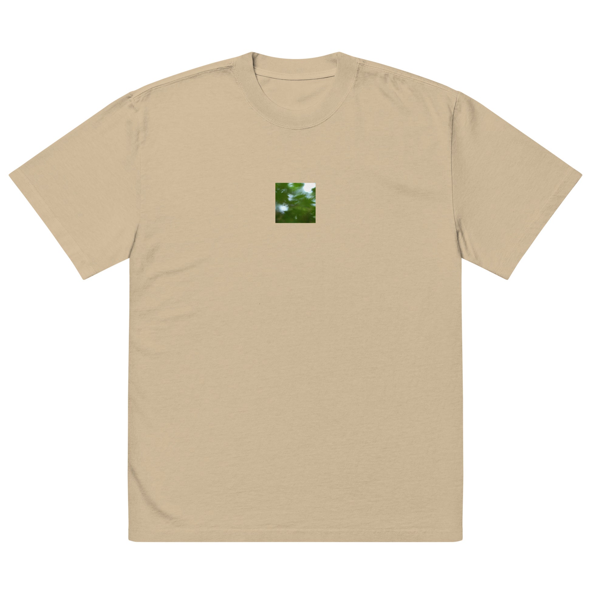 Maple Abstraction Botanical Art – Oversized Faded T-Shirt, Faded Khaki, Front View