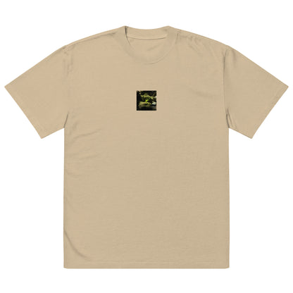 Plant on a Rock Art – Oversized Faded T-Shirt, Faded Khaki, Front View