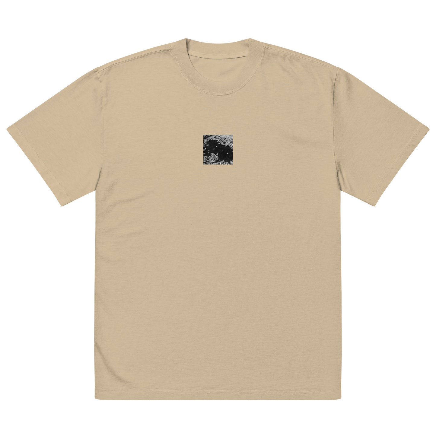 Cherry Blossoms (B&W) Art – Oversized Faded T-Shirt, Faded Khaki, Front View