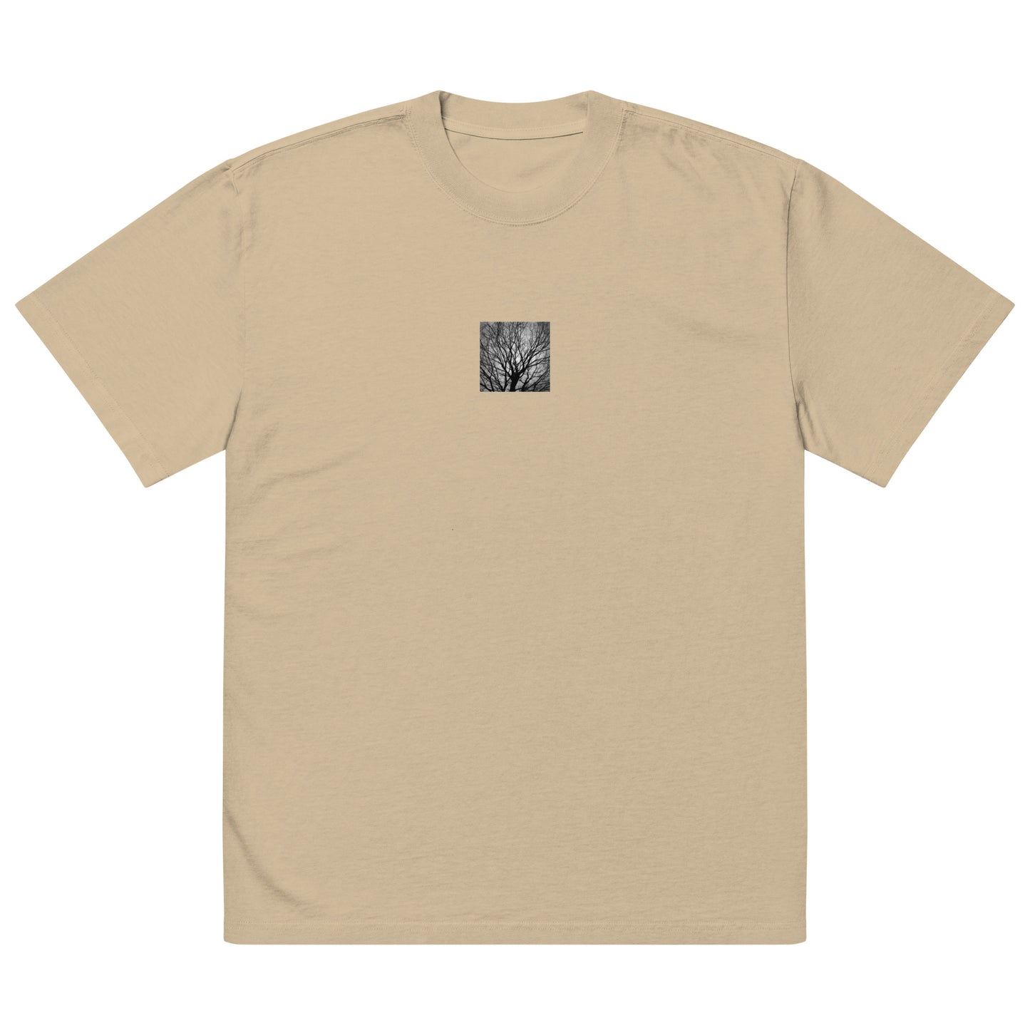 Tree B and W Oversized Faded T-Shirt Faded Khaki
