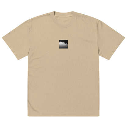Ripples in Puddle B and W Oversized Faded T-Shirt Faded Khaki