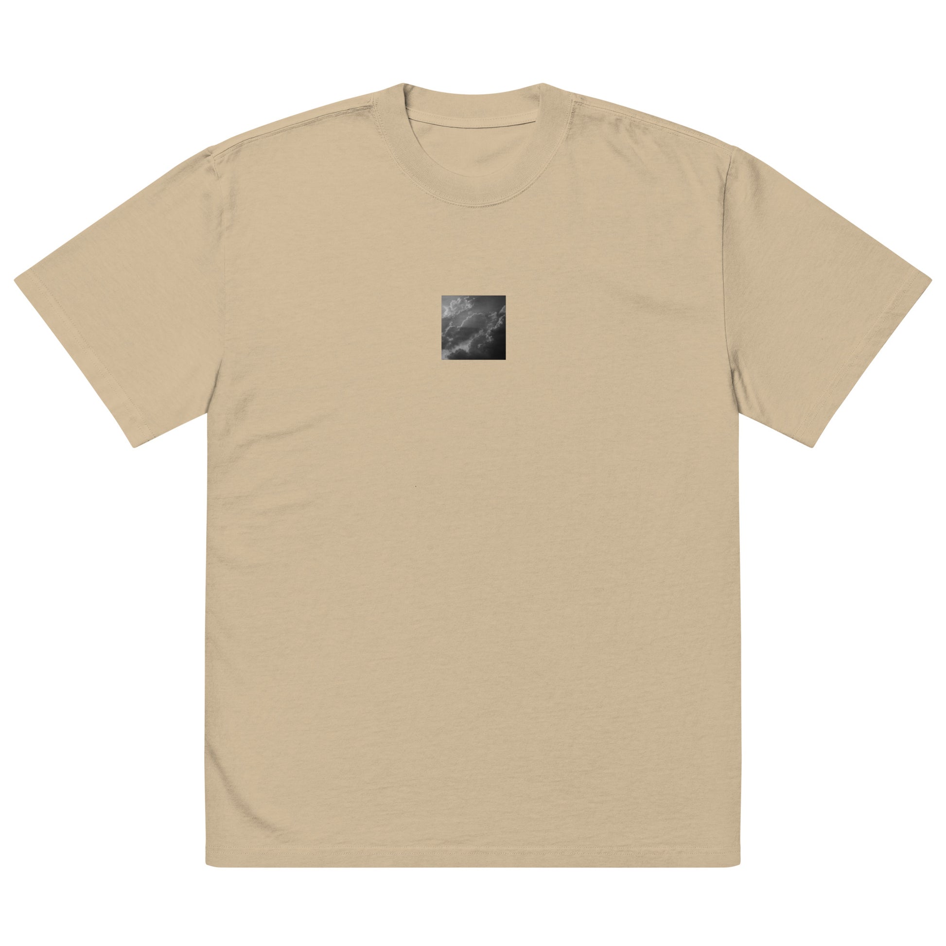 Light Rays through Clouds (B&W) - Oversized Faded T-Shirt Faded Khaki