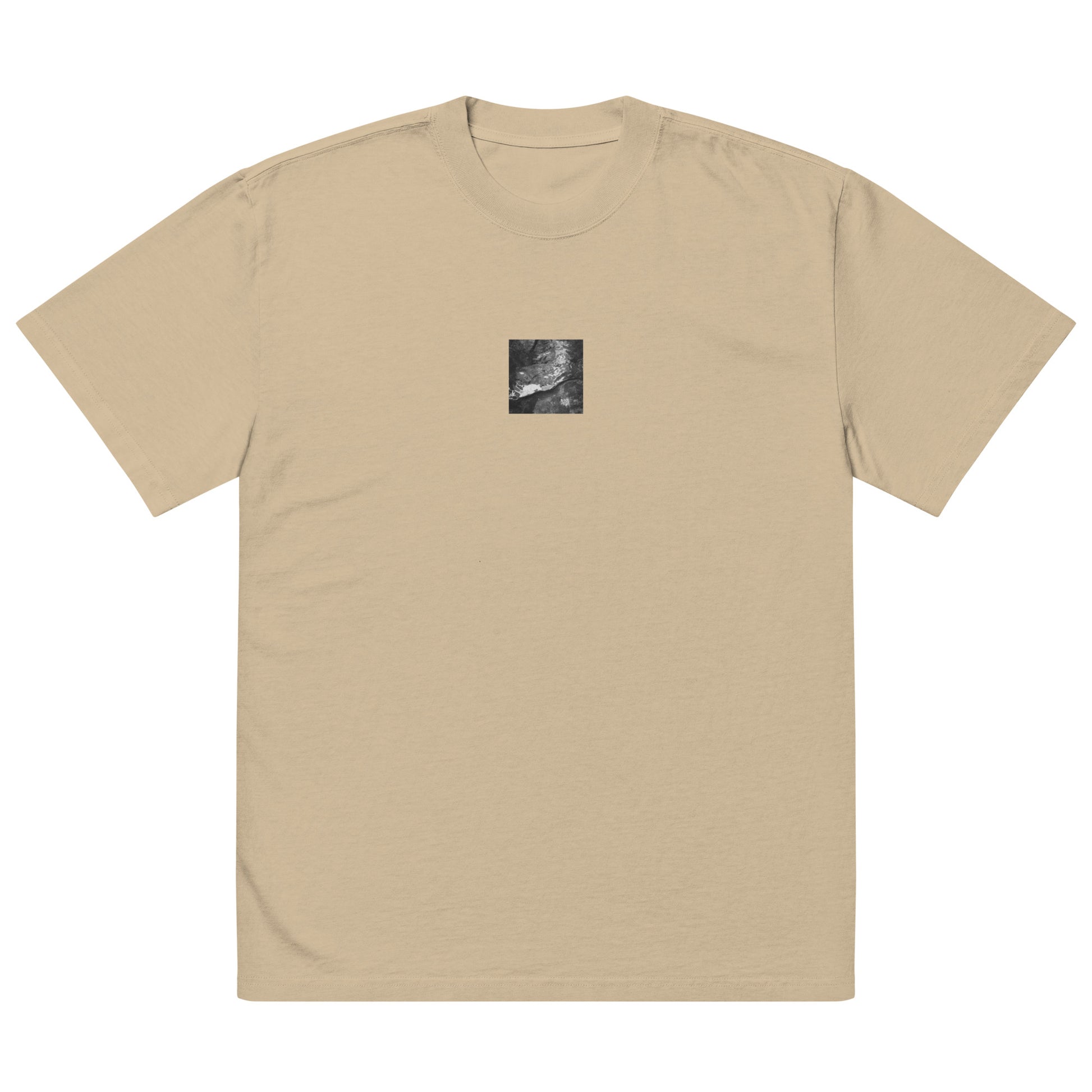 Drifted Leaf (B&W) - Oversized Faded T-Shirt Faded Khaki
