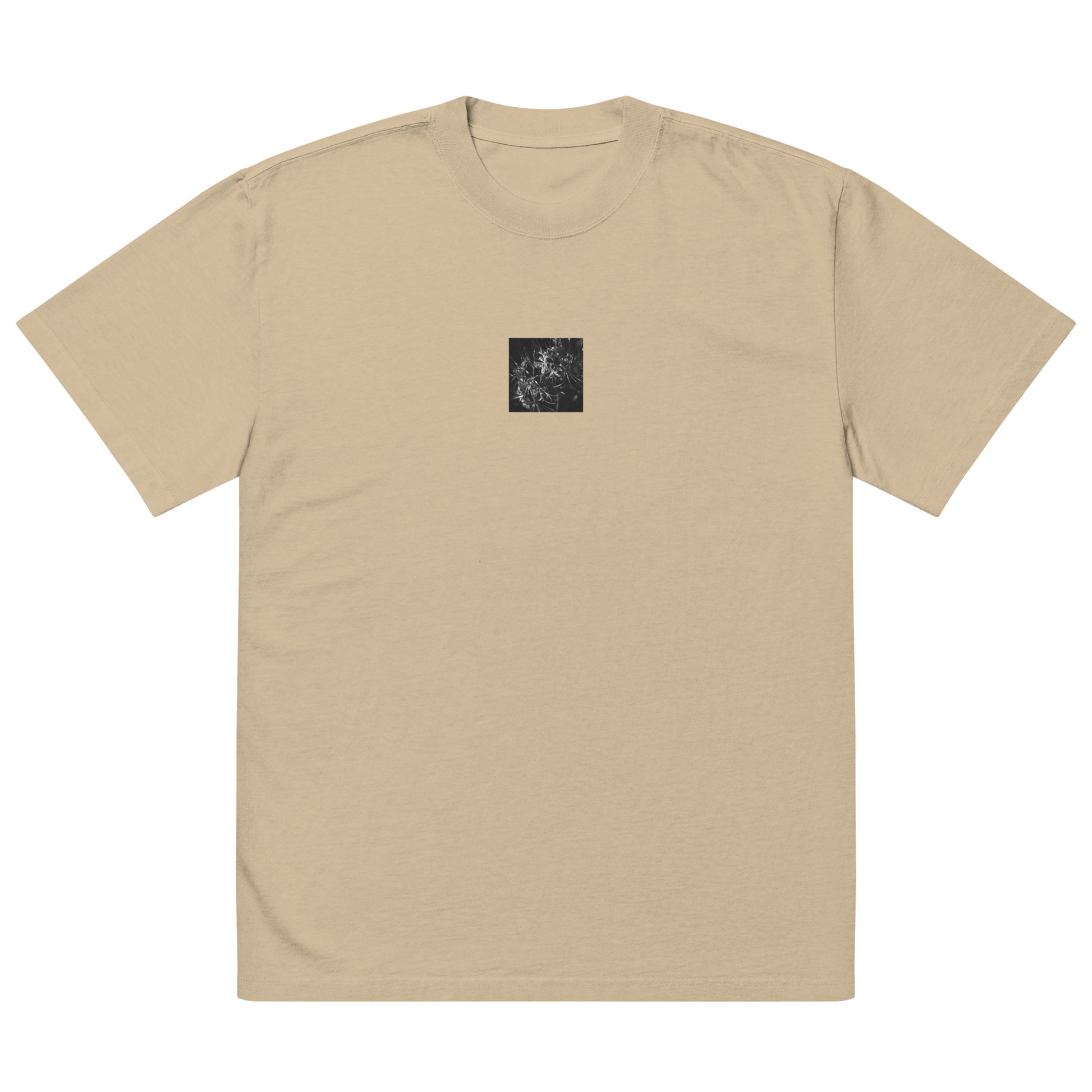 Red Spider Lily (B&W) Oversized Faded T-Shirt, faded khaki