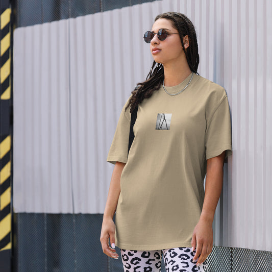 Swing (B&W) Oversized Faded T-Shirt, faded khaki
