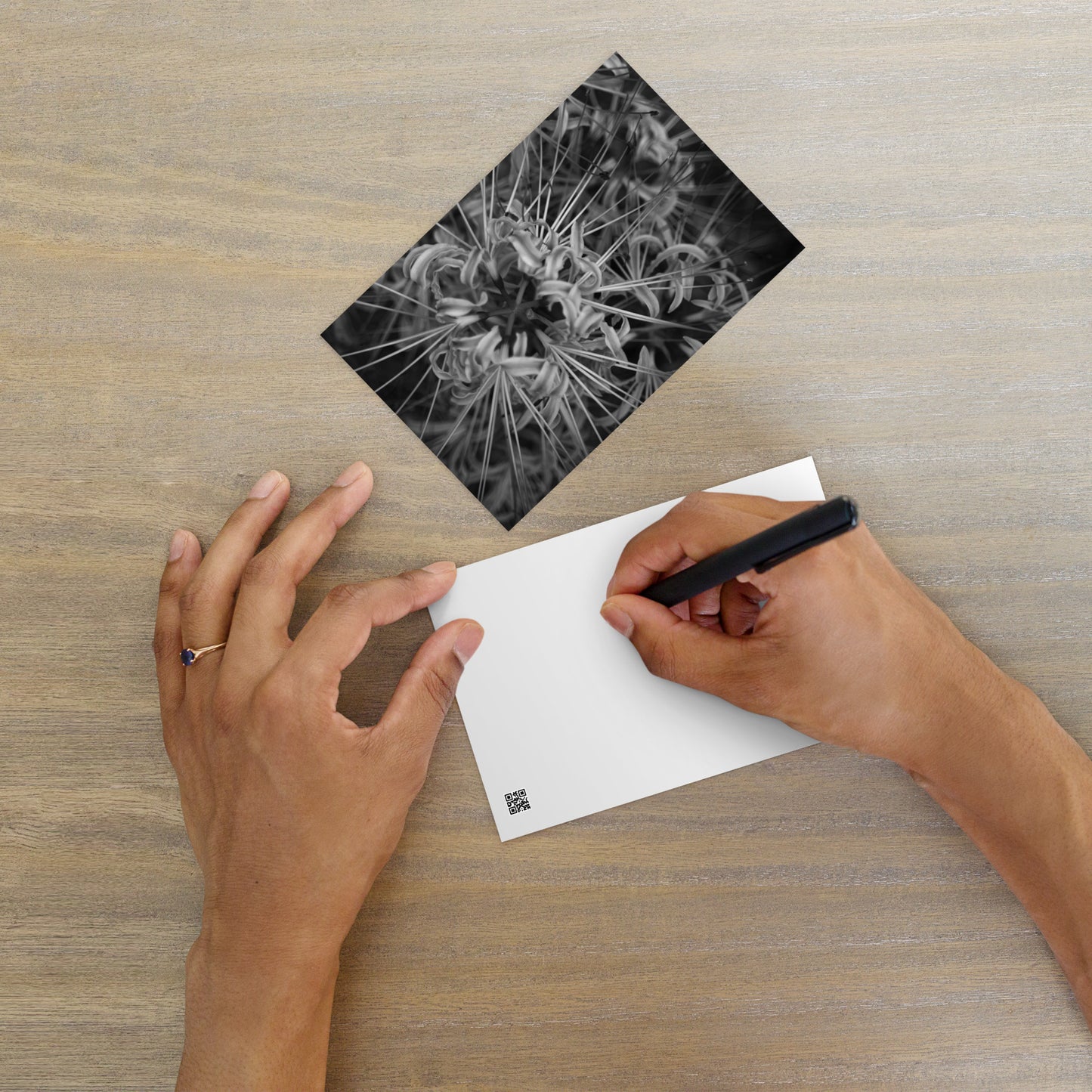 Red Spider Lily B&W Art – Standard Postcard 4x6, Front View