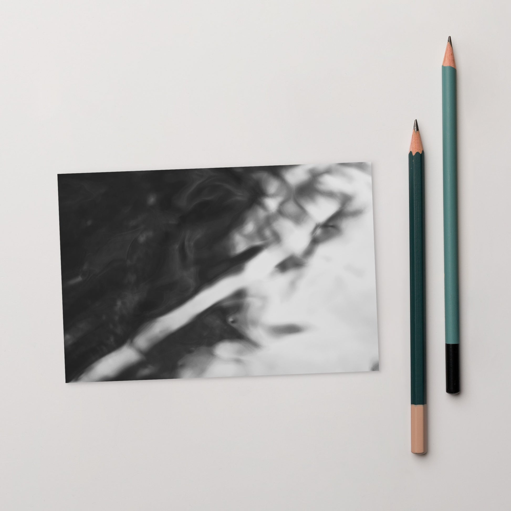 River Surface Botanical B&W Art – Premium Matte Postcard 4x6, Front View