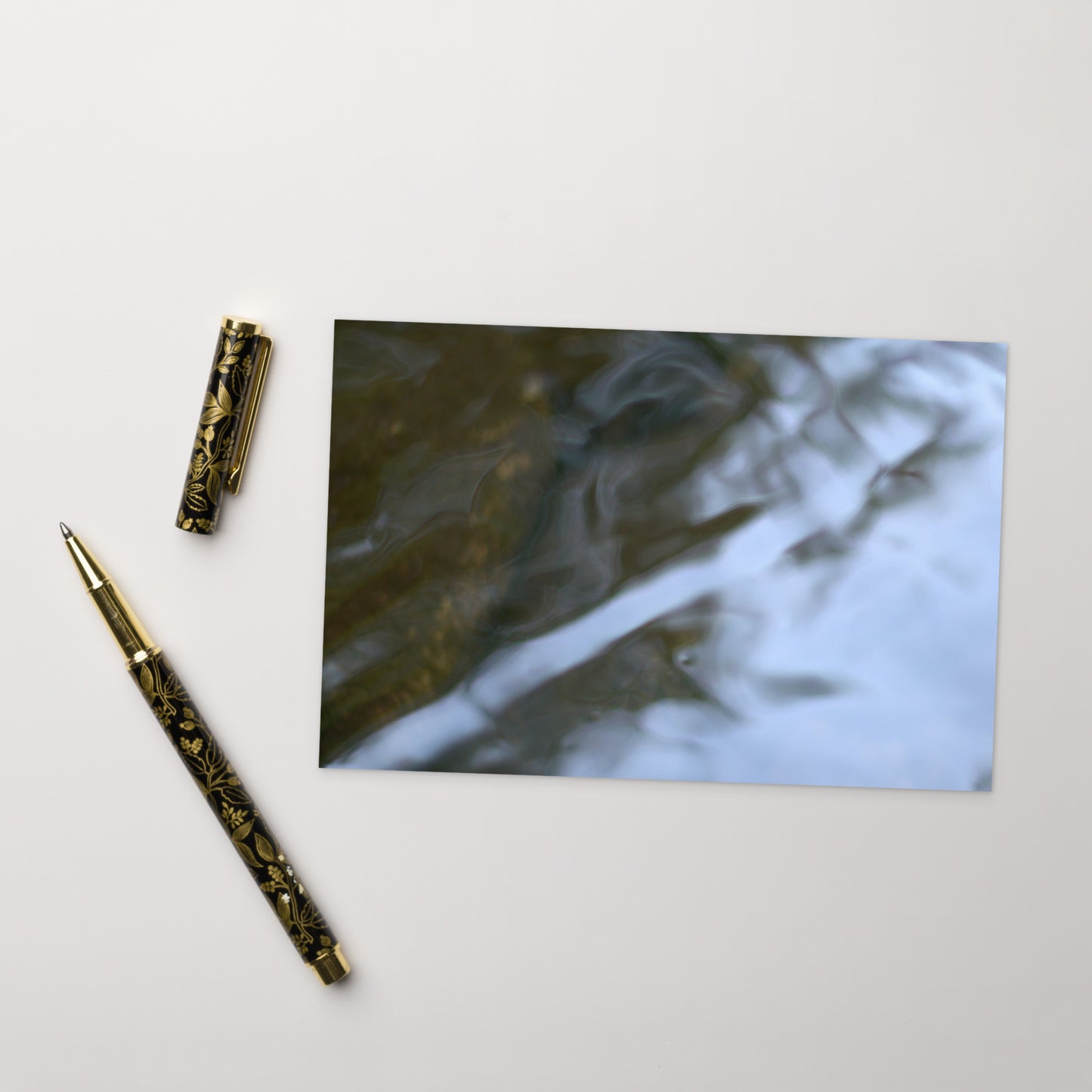 River Surface Botanical Art – Premium Matte Postcard 4x6, Front View