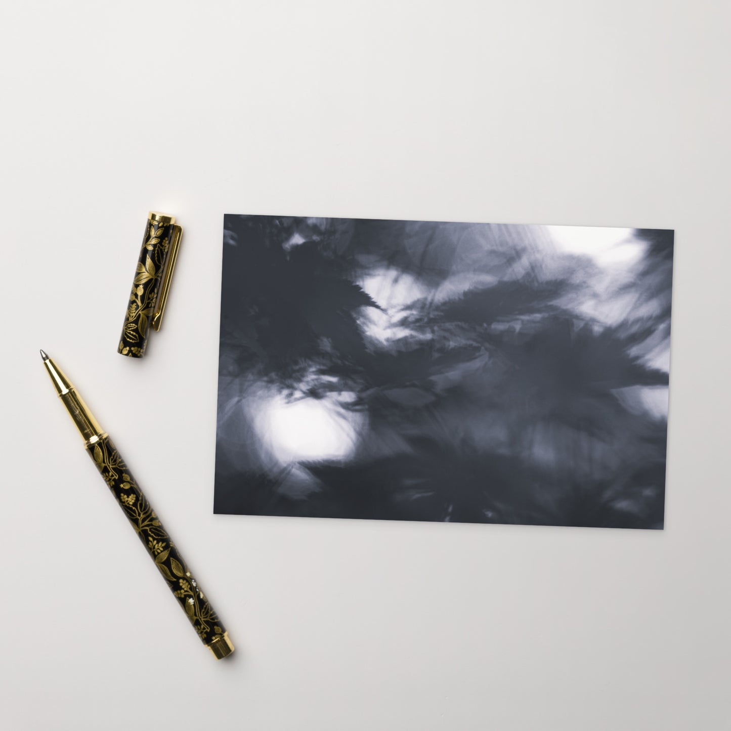 Maple Abstraction Botanical B&W Art – Premium Matte Postcard 4x6, Front View