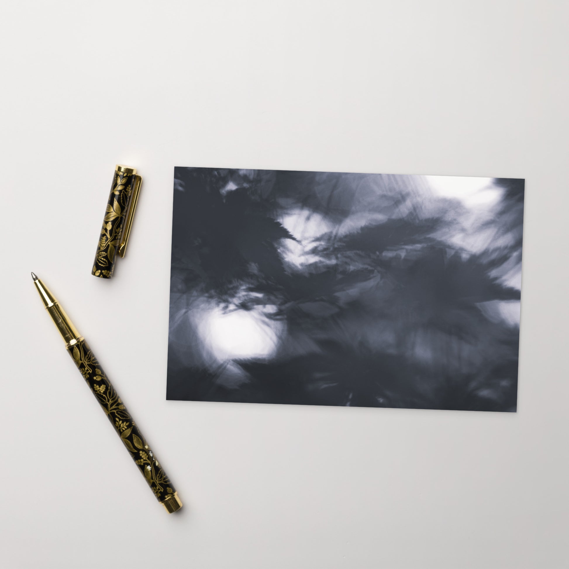 Maple Abstraction Botanical B&W Art – Premium Matte Postcard 4x6, Front View
