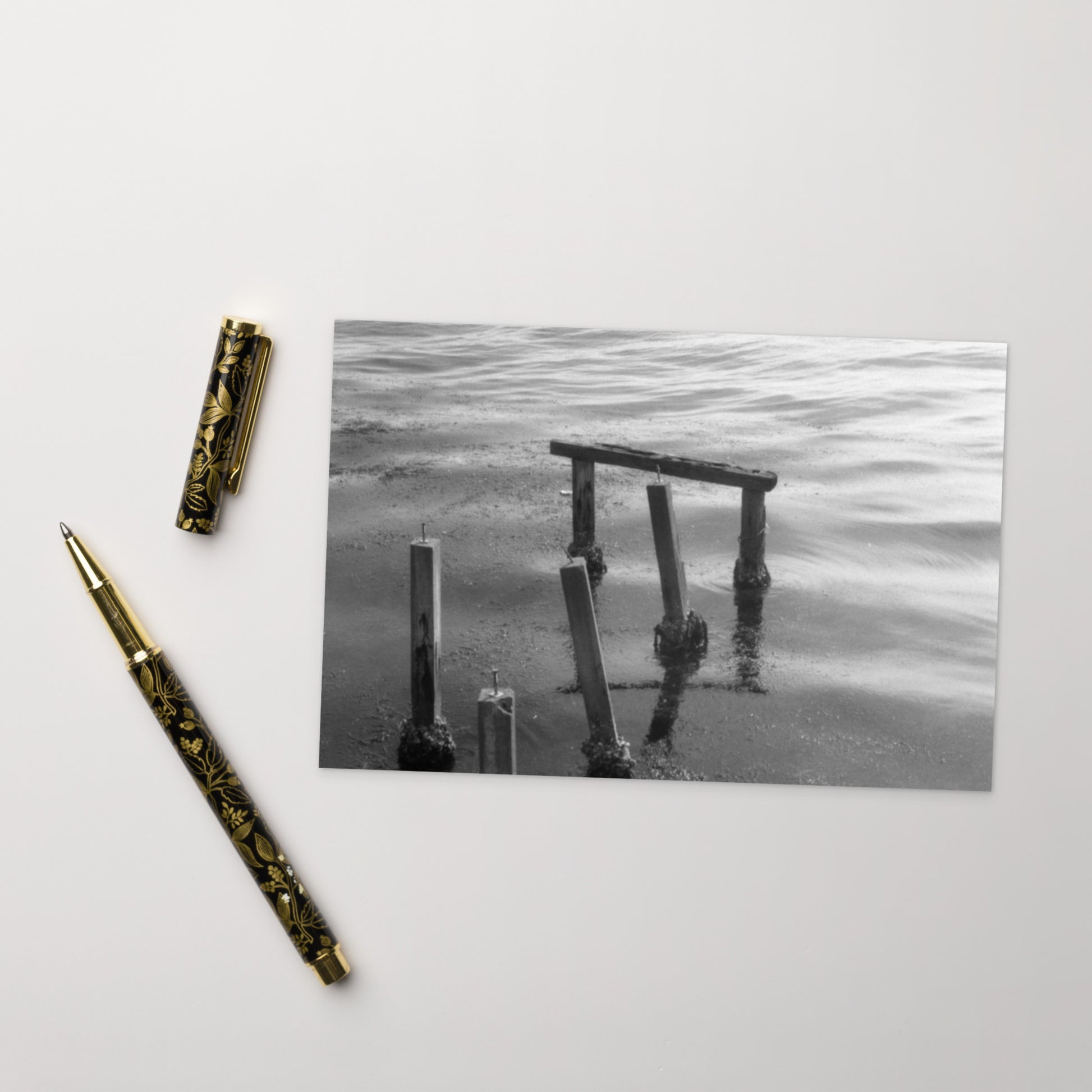 Decayed Pier (B&W) - Postcard, Front View