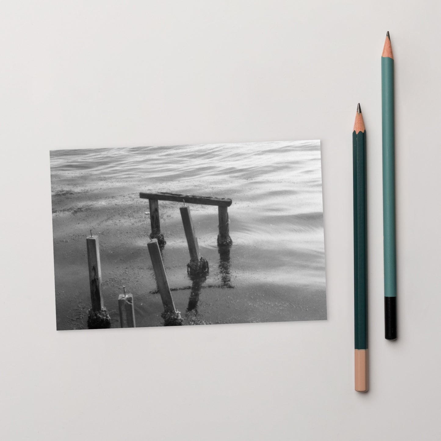 Decayed Pier (B&W) - Postcard, Front View