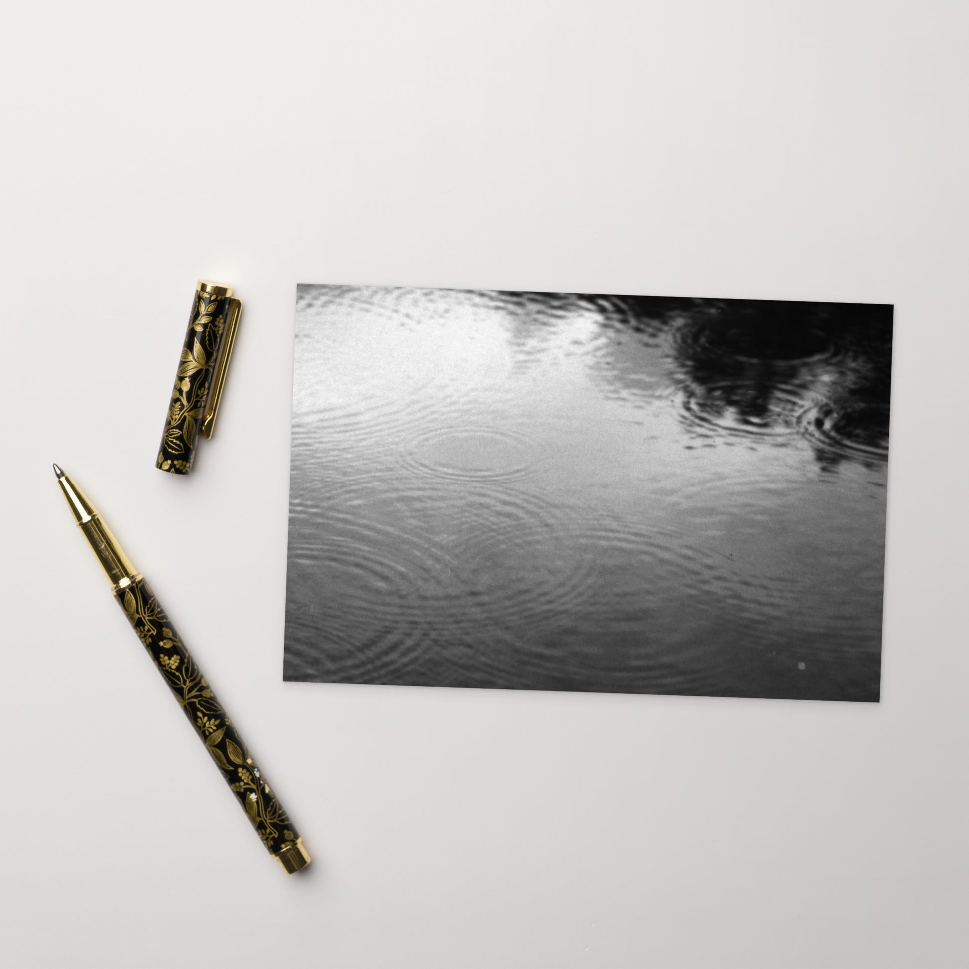 Ripples in Puddle B and W Postcard