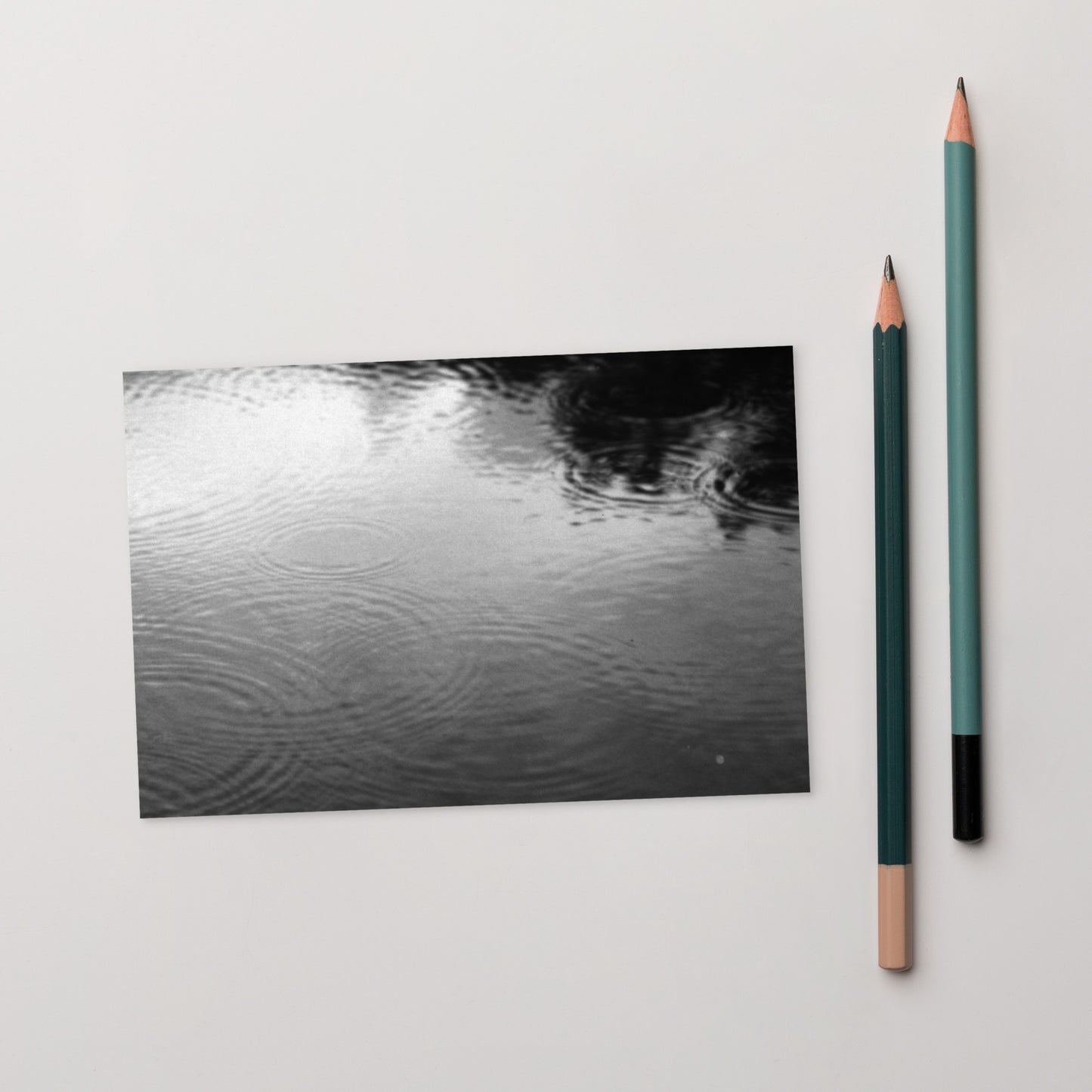 Ripples in Puddle B and W Postcard