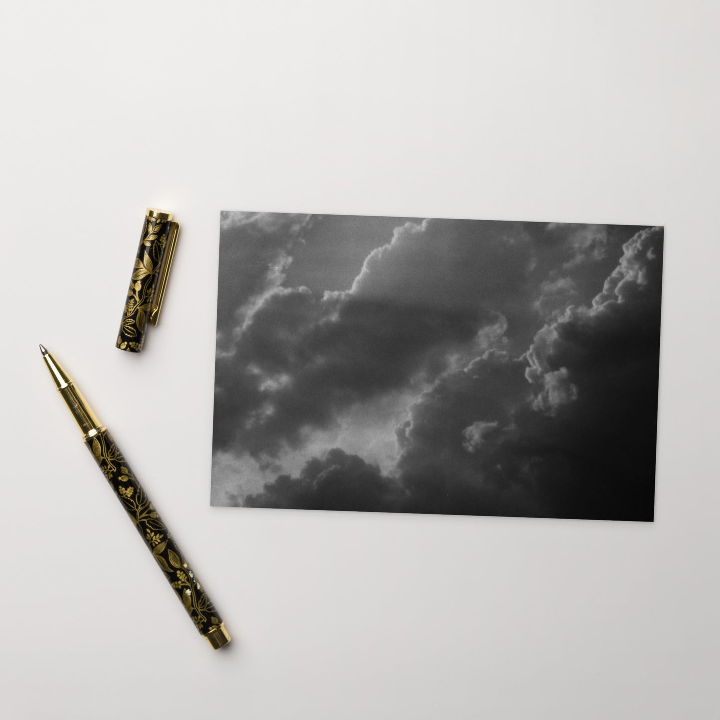 Light Rays through Clouds (B&W) - Postcard Front View