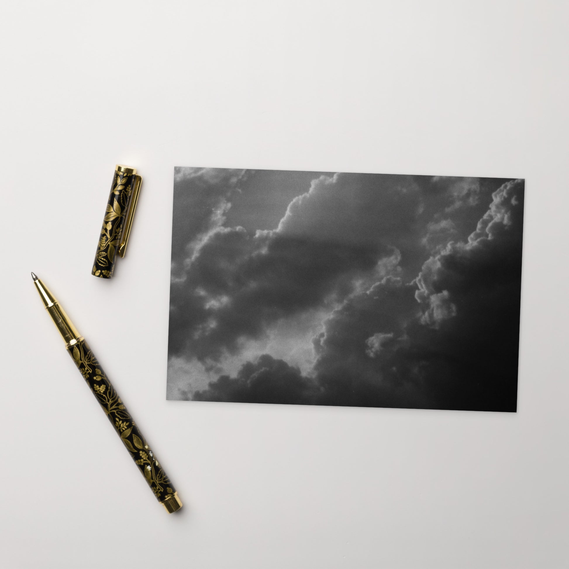 Light Rays through Clouds (B&W) - Postcard Front View