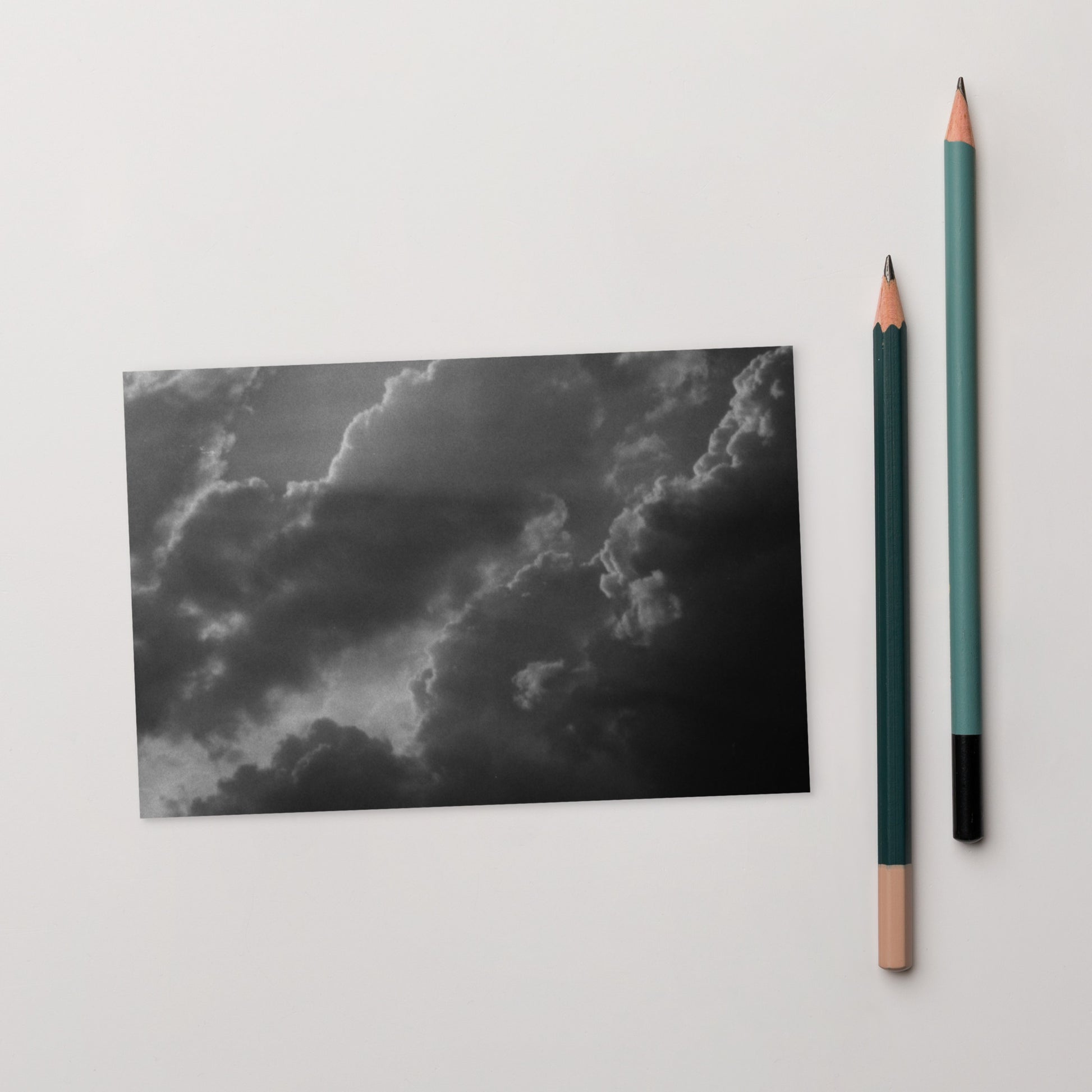 Light Rays through Clouds (B&W) - Postcard Front View