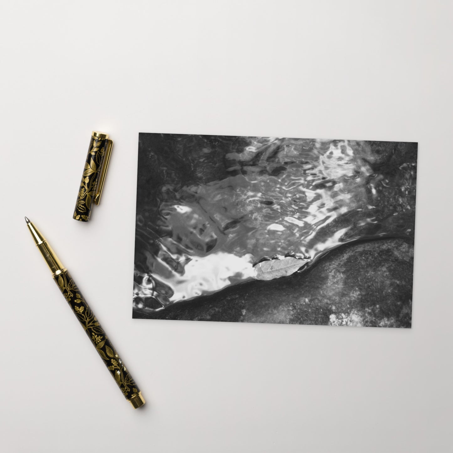Drifted Leaf (B&W) - Postcard Front View