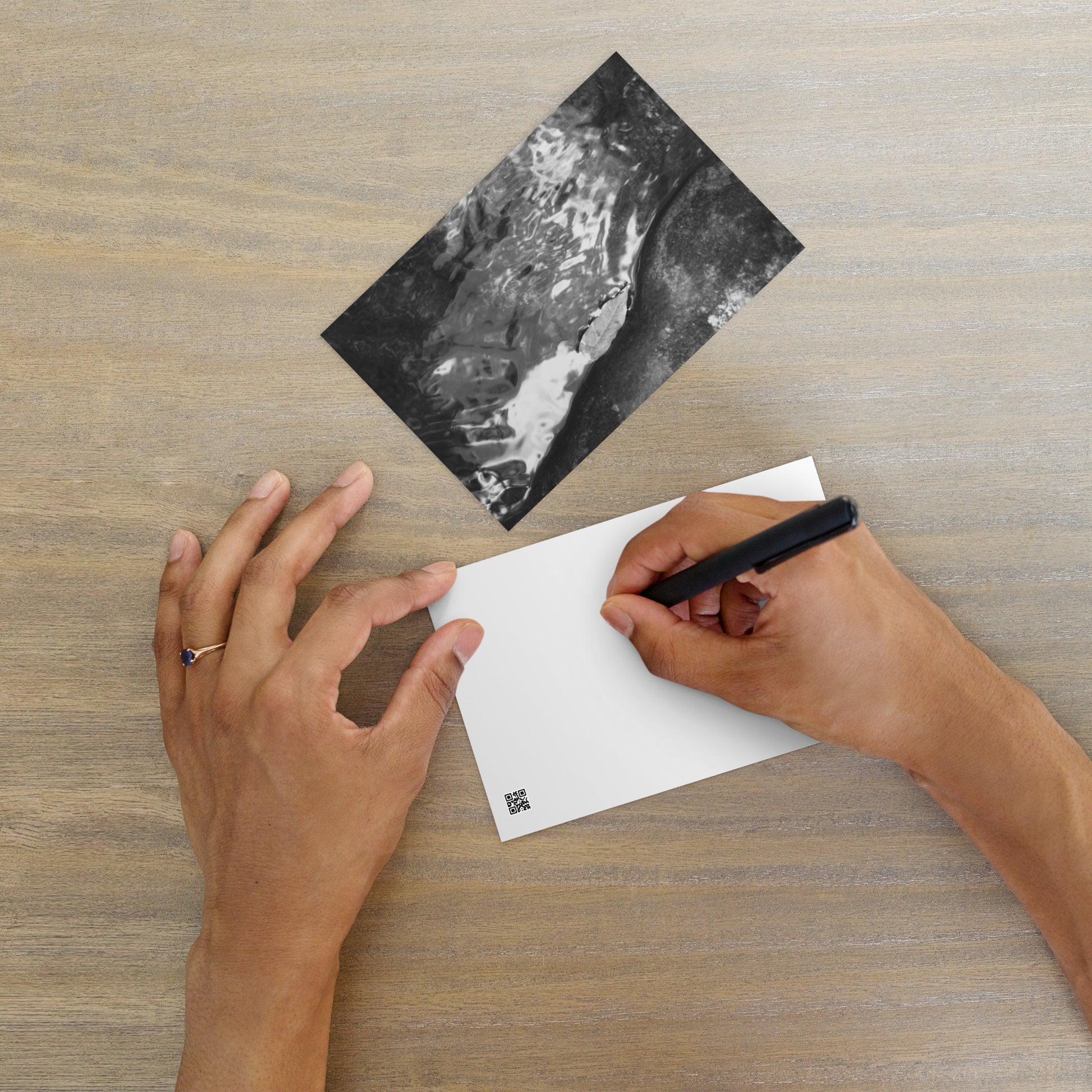 Drifted Leaf (B&W) - Postcard Front View
