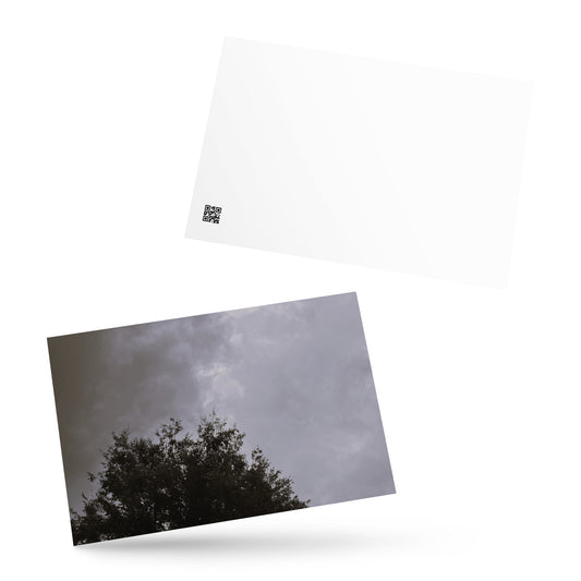 Minimalist mode style postcard featuring a 'Clouds & Tree' black and white photo print / モードストリート系デザインのポストカード、「Clouds & Tree（雲と木）」のモノクロ写真プリント（ポストカード）