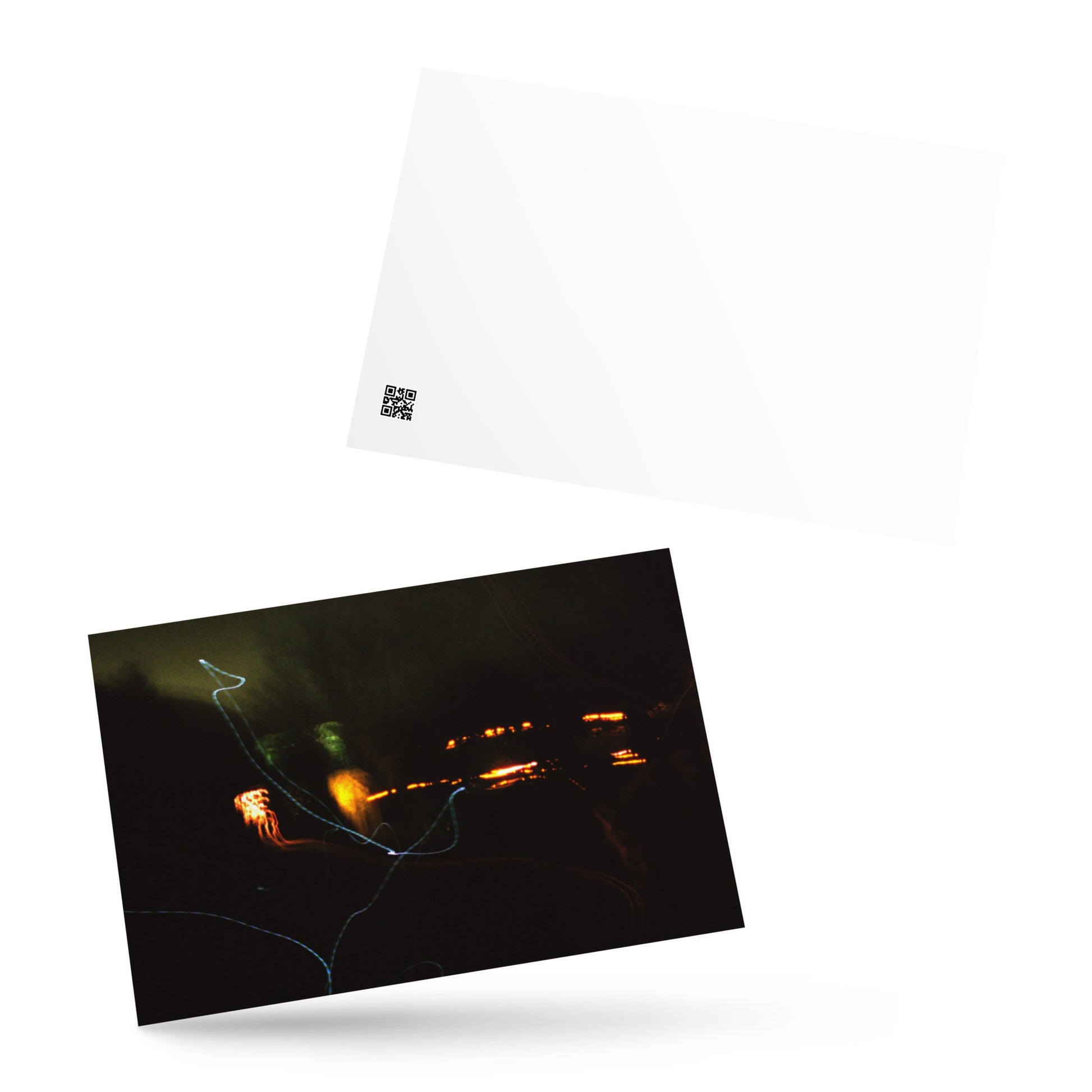 Minimalist streetwear style postcard featuring an artistic 'Night Light' photograph. Printed on thick, durable matte cardstock. / Night Light ポストカード：夜の光の幻想的な風景を捉えたアート写真。モードストリート系ミニマリストのための洗練されたポストカード。