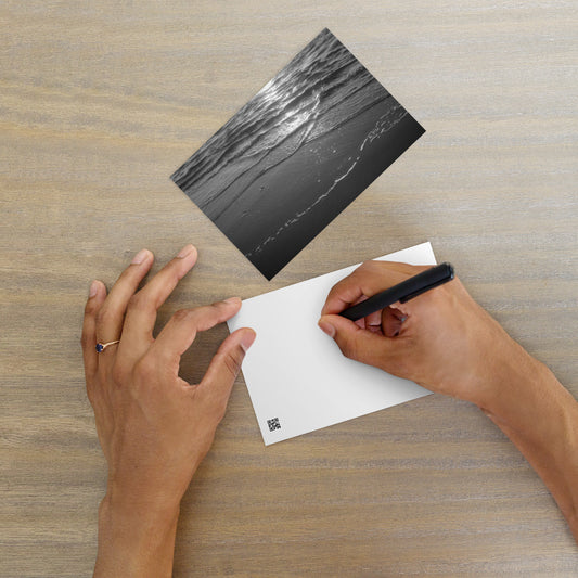 Minimalist mode style 'Ocean Beach' black and white photo postcard, printed on high-quality matte paper / モードストリート系「Ocean Beach（オーシャンビーチ）」モノクロ写真ポストカード（高品質マット紙プリント）