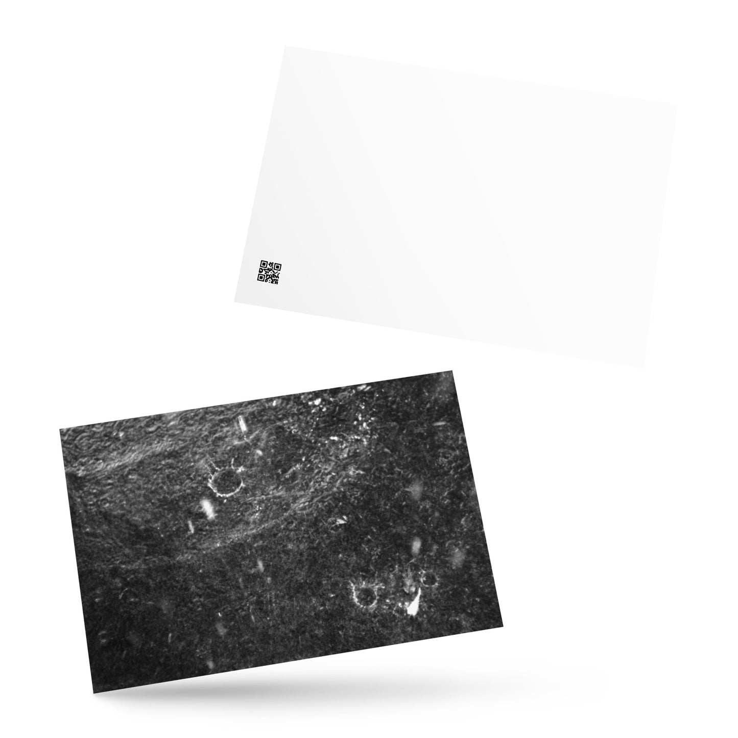 Minimalist streetwear style postcard featuring the 'Rain (B&W)' photo art. / モードストリート系ポストカード：「雨（モノクロ）」のフォトアートを配したデザイン。
