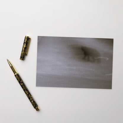 Minimalist streetwear style postcard featuring the 'Cat (B&W)' photo art. / モードストリート系ポストカード：「猫（モノクロ）」のフォトアートを配したデザイン。