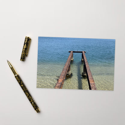 Minimalist art postcard featuring the 'Sea and Pier' photo art. / ポストカード：「海と桟橋」のフォトアートを配したミニマリストデザイン。