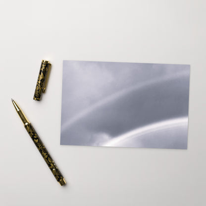 Minimalist art postcard featuring the 'Double Rainbow (B&W)' photo art. / ポストカード：「ダブルレインボー (モノクロ)」のフォトアートを配したミニマリストデザイン。