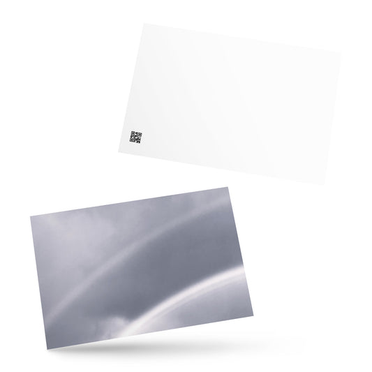 Minimalist art postcard featuring the 'Double Rainbow (B&W)' photo art. / ポストカード：「ダブルレインボー (モノクロ)」のフォトアートを配したミニマリストデザイン。