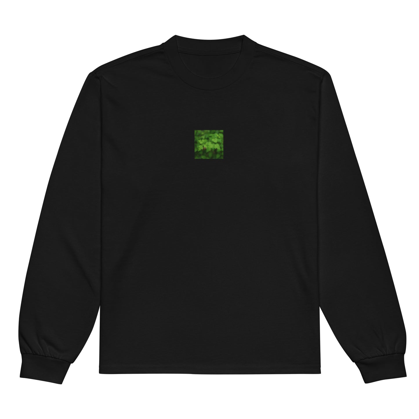 Black premium heavyweight long sleeve shirt with monochrome botanical plants print – seiartinc
