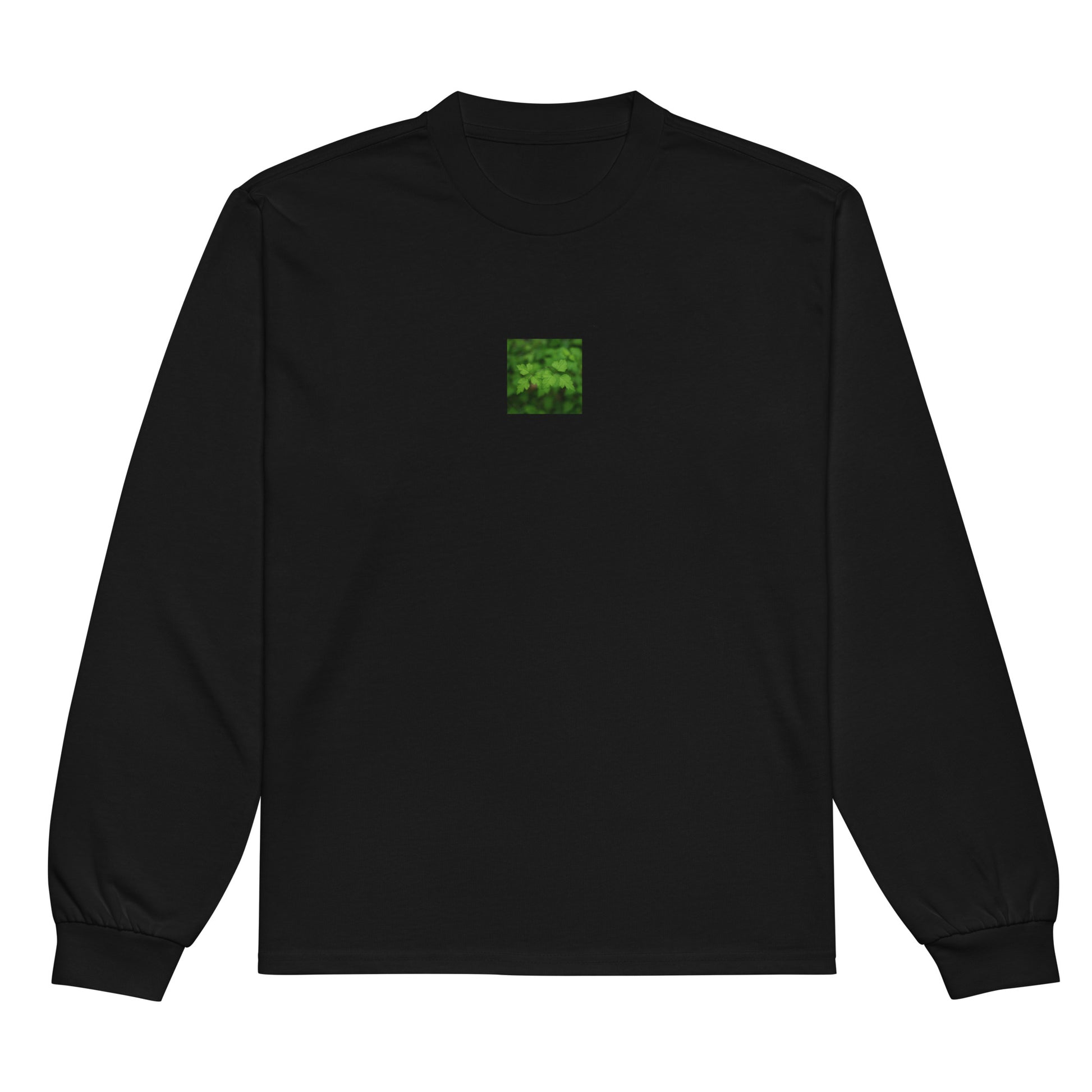 Black premium heavyweight long sleeve shirt with monochrome botanical plants print – seiartinc
