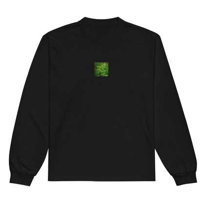 Botanical Plant Art – Premium Heavyweight Long Sleeve Shirt, Black, Front View
