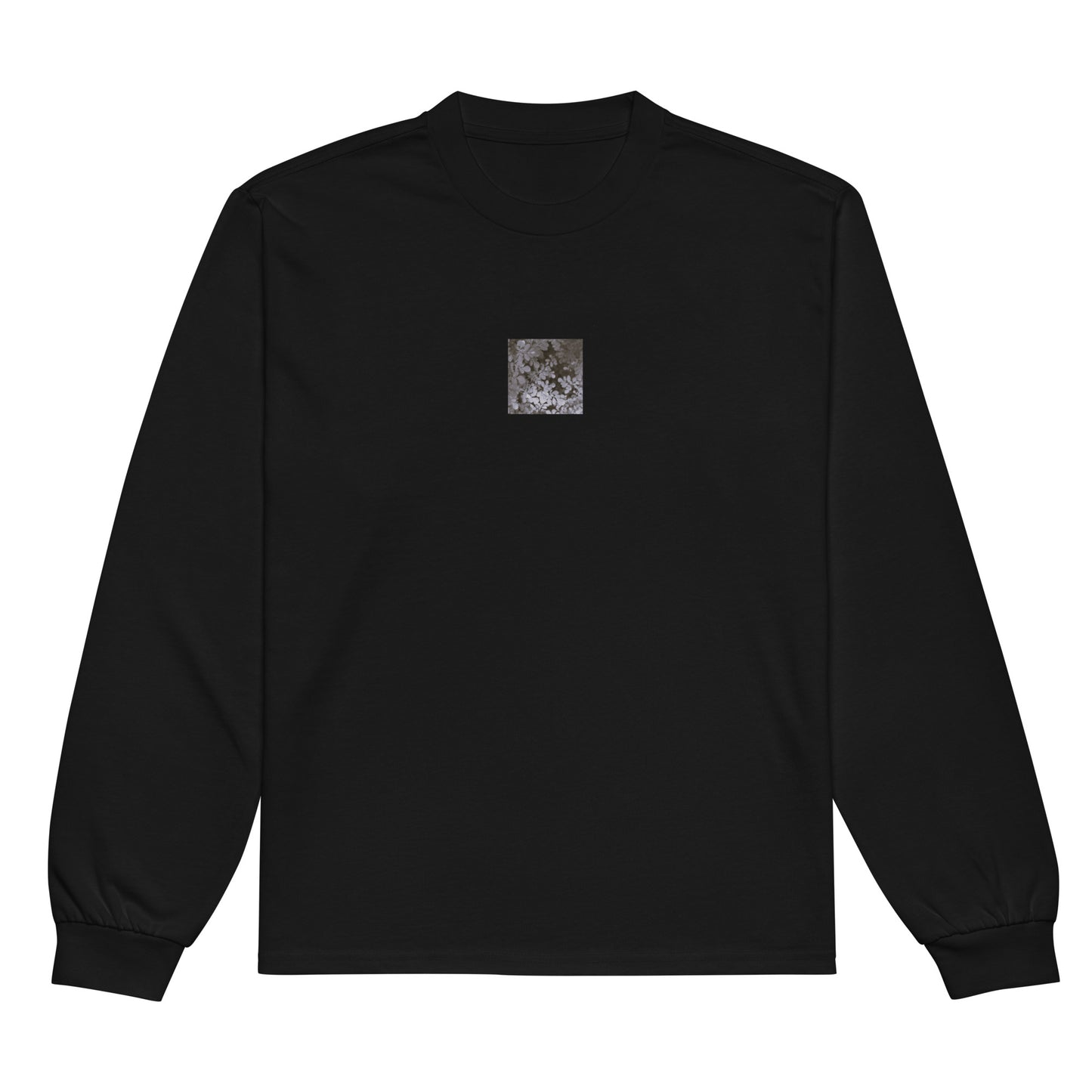 Matsukazesou Botanical B&W Art – Unisex Premium Heavyweight Long Sleeve Shirt, Black, Front View