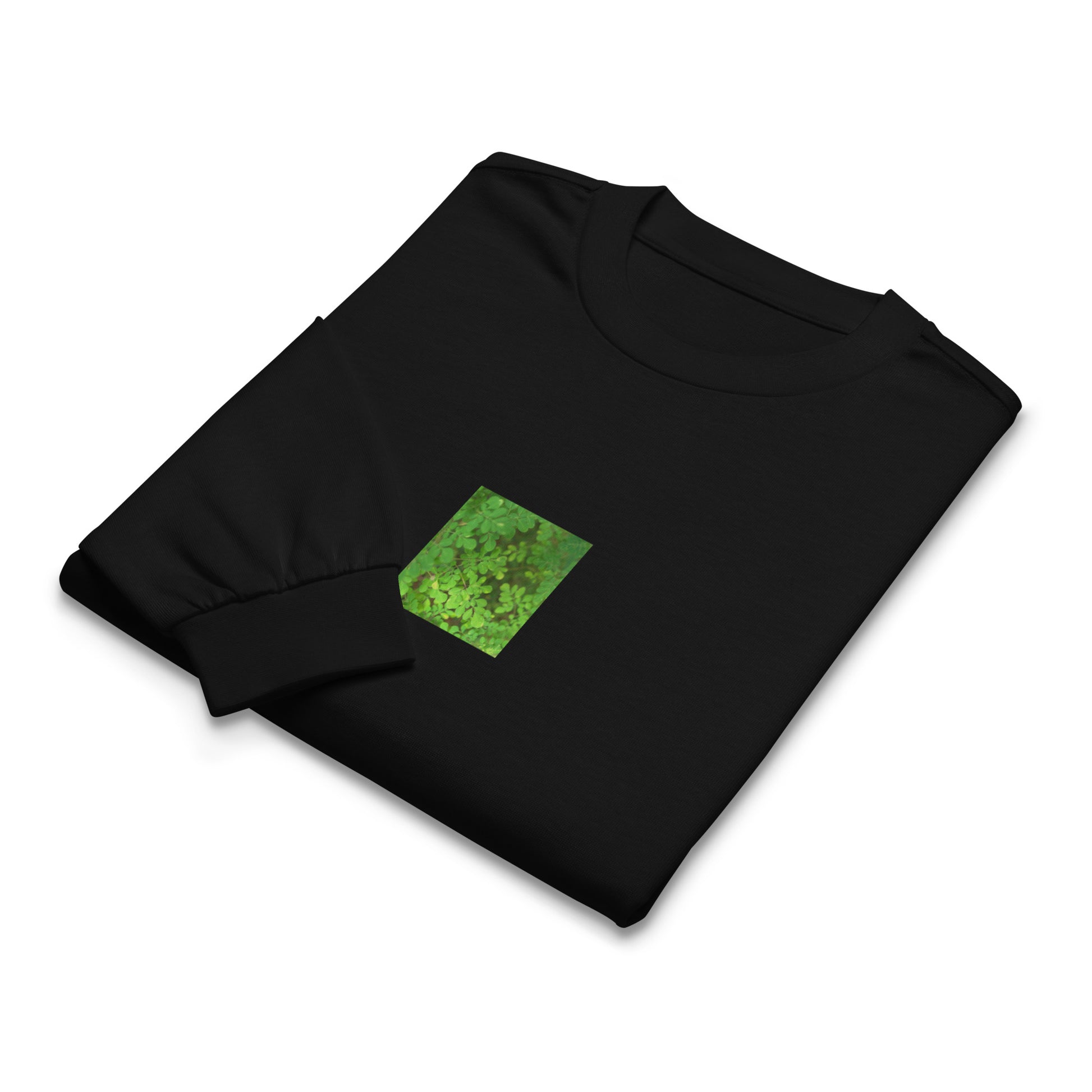 Matsukazesou Botanical Art – Unisex Premium Heavyweight Long Sleeve Shirt, Black, Front View