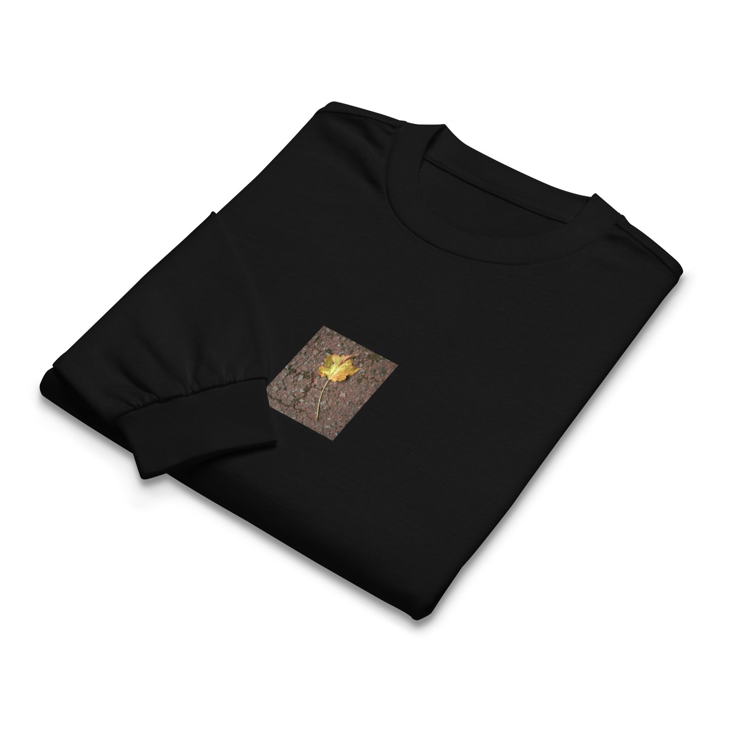 Maple Leaf Botanical Art – Unisex Premium Heavyweight Long Sleeve Shirt, Black, Front View