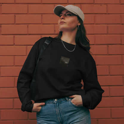 Light Rays through Clouds (B&W) - Premium Heavyweight Long Sleeve Shirt, Black, Front View
