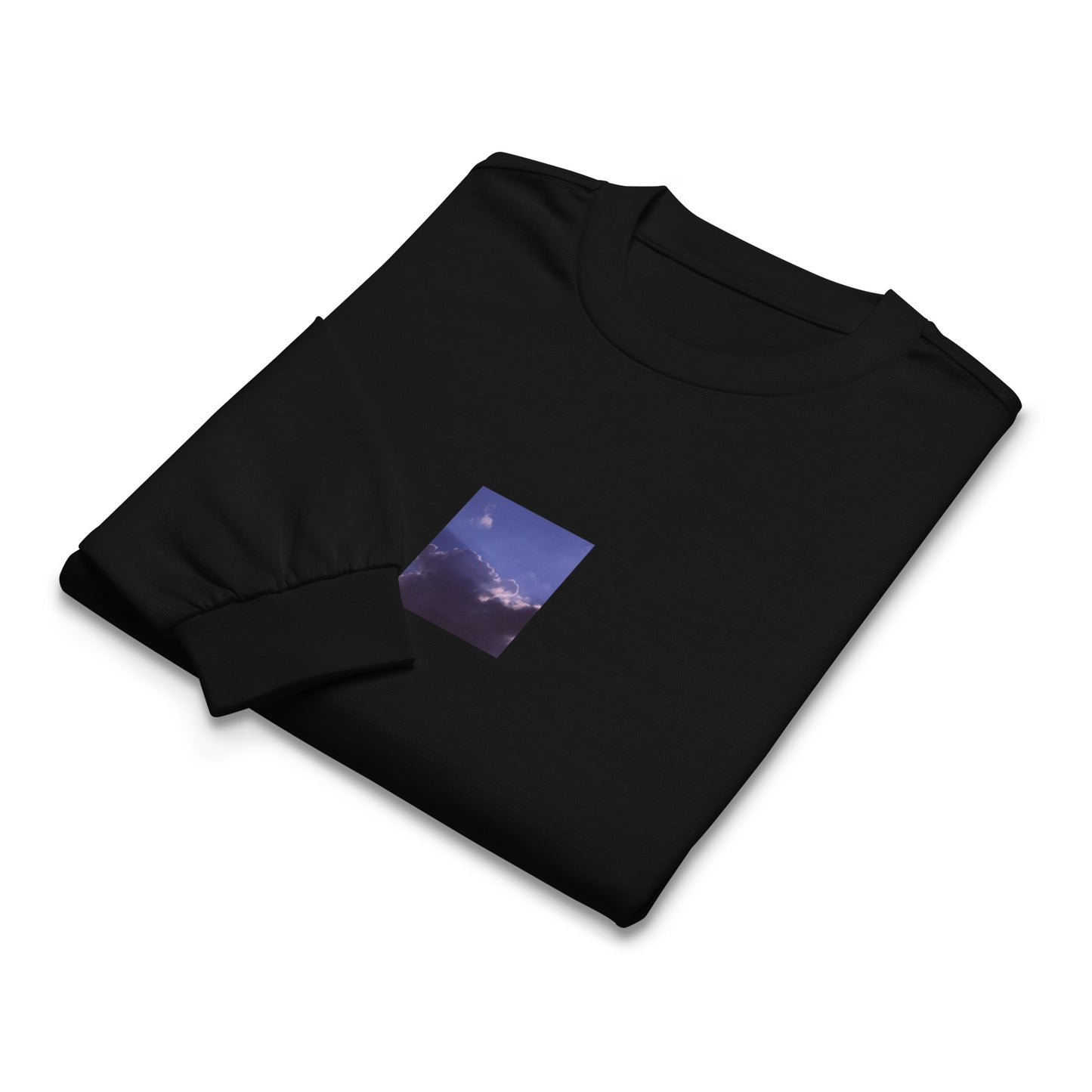 Clouds, Light, Sky - Premium Heavyweight Long Sleeve Shirt, Black, Front View