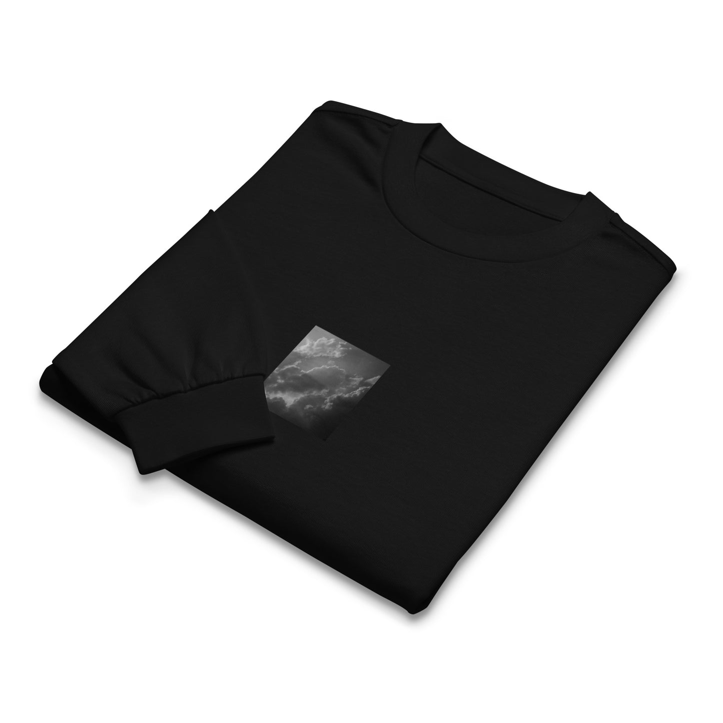 Light Rays through Clouds (B&W) - Premium Heavyweight Long Sleeve Shirt Black