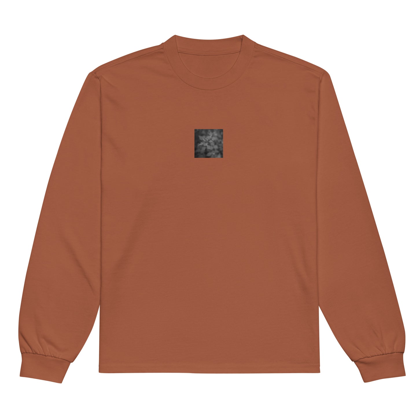 Botanical Plant B&W Art – Unisex Premium Heavyweight Long Sleeve Shirt, Clay, Front View
