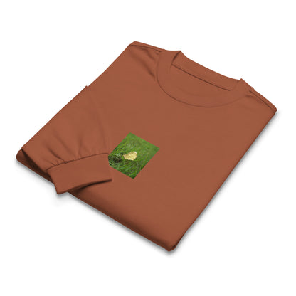 Yellow Fallen Leaf Botanical Art – Unisex Premium Heavyweight Long Sleeve Shirt, Clay, Front View