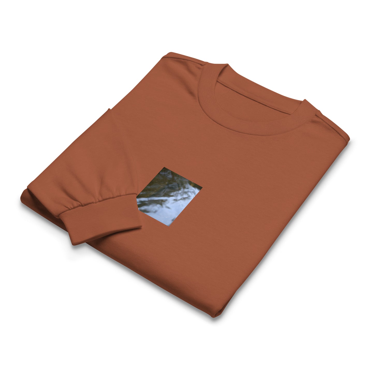 River Surface Botanical Art – Unisex Premium Heavyweight Long Sleeve Shirt, Clay, Front View